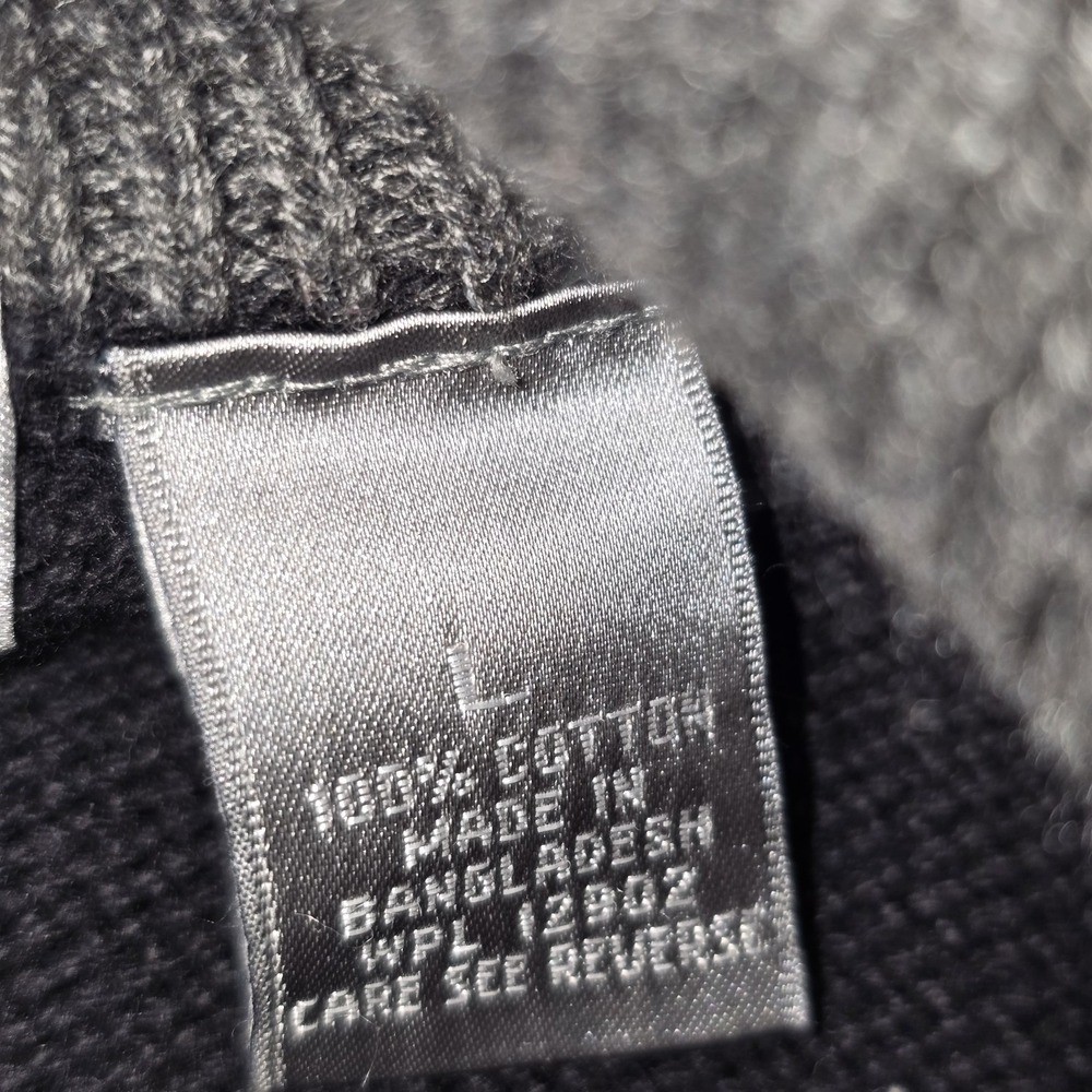 Oscar de la Renta Mens Large Black‎ Sweater Quarter Zip Striped Cotton Mock Neck - Picture 4 of 9